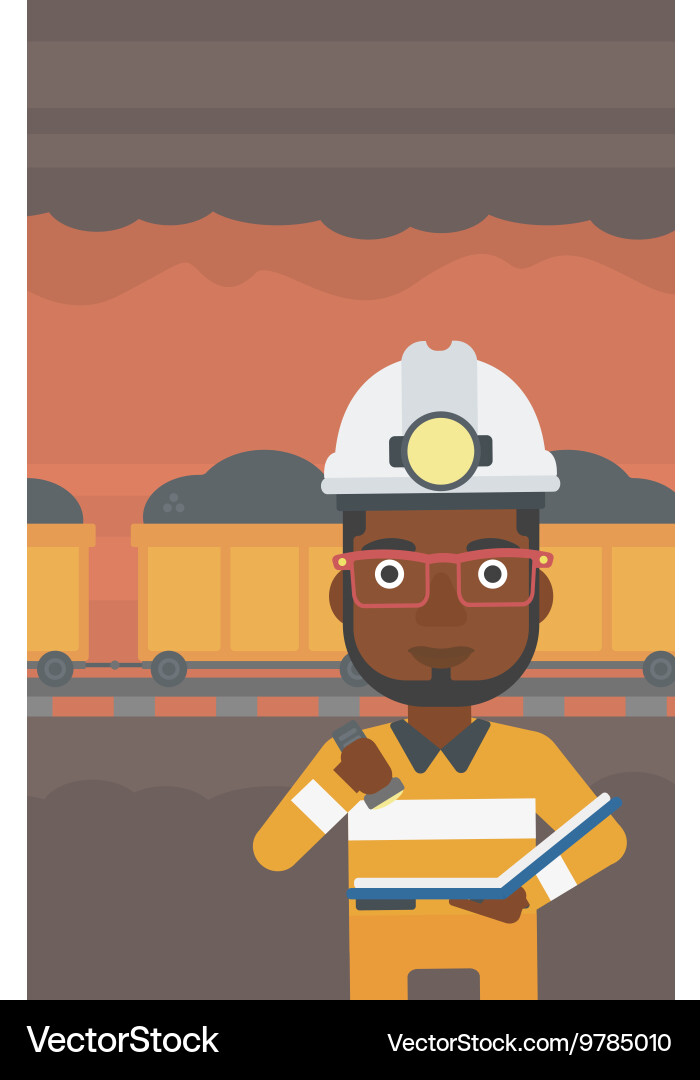 Miner checking documents vector image