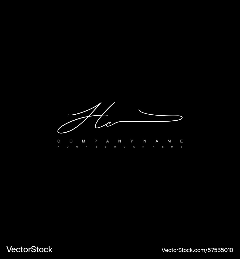Minimal signature logo design with hc initials Minimal signature logo design with hc initials Vector Image