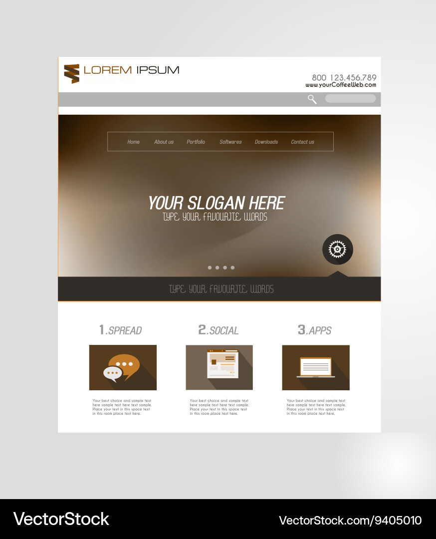 Minimal website home page design with slider vector image