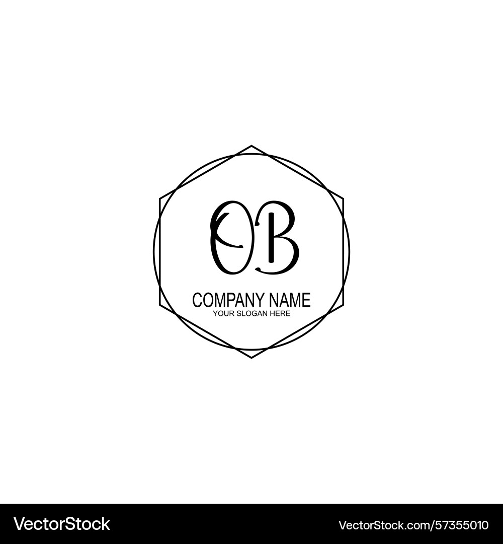 Minimalist handwritten ob initial logos with soft Vector Image