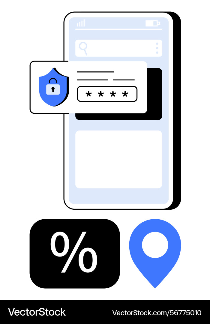 Mobile security and privacy concept with password Mobile security and privacy concept with password vector image