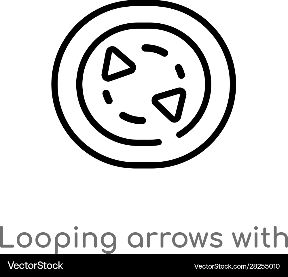 Outline looping arrows with broken line icon vector image