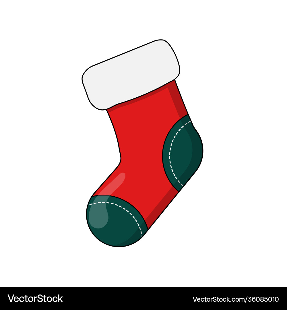 Red sock with a patch on white background Red sock with a patch on white background Vector Image