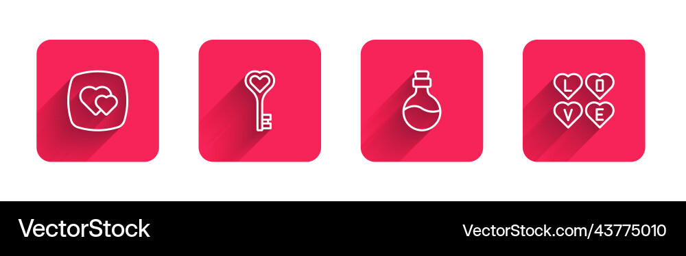 Set line heart key in shape bottle Set line heart key in shape bottle vector image