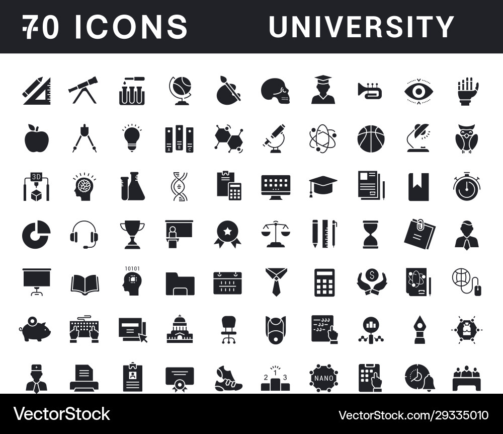Set simple icons university Set simple icons university vector image
