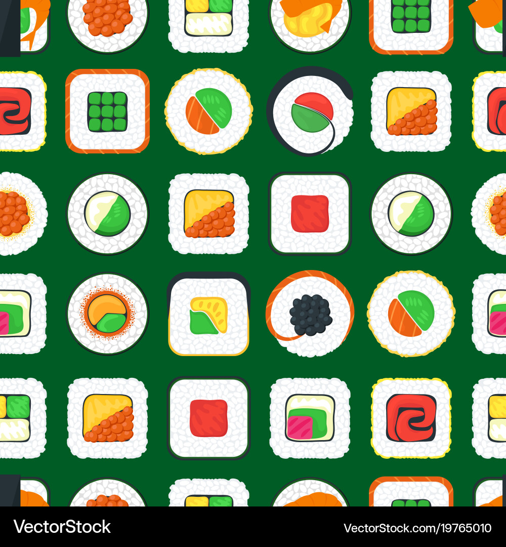 Sushi seamless pattern background vector image