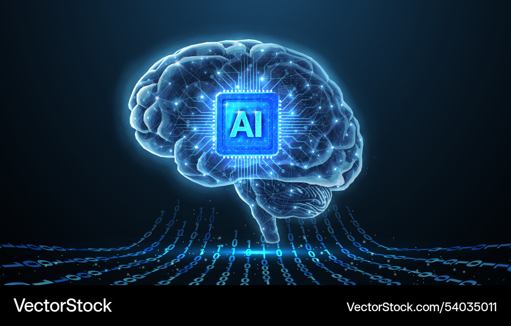 AI Brain with Microchip Royalty Free Vector Image
