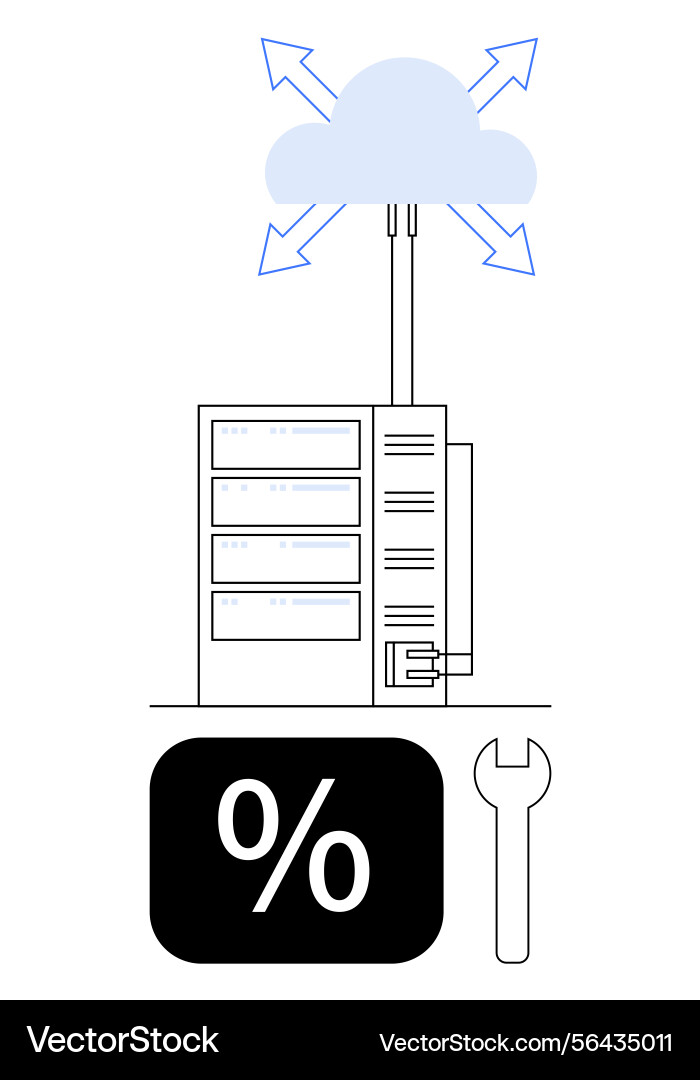 Cloud computing data server with analytics Cloud computing data server with analytics Vector Image