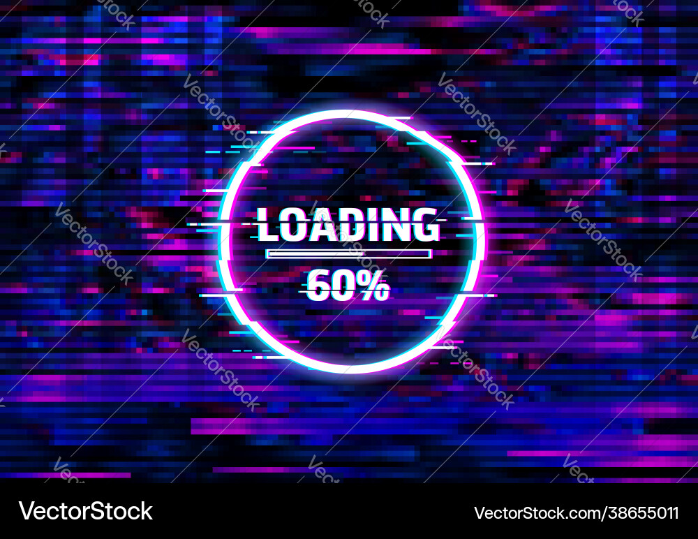 Digital distortion loading bar glitch background Digital distortion loading bar glitch background Vector Image
