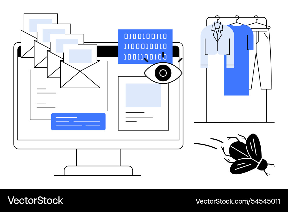 Digital security issues explored through email Digital security issues explored through email vector image