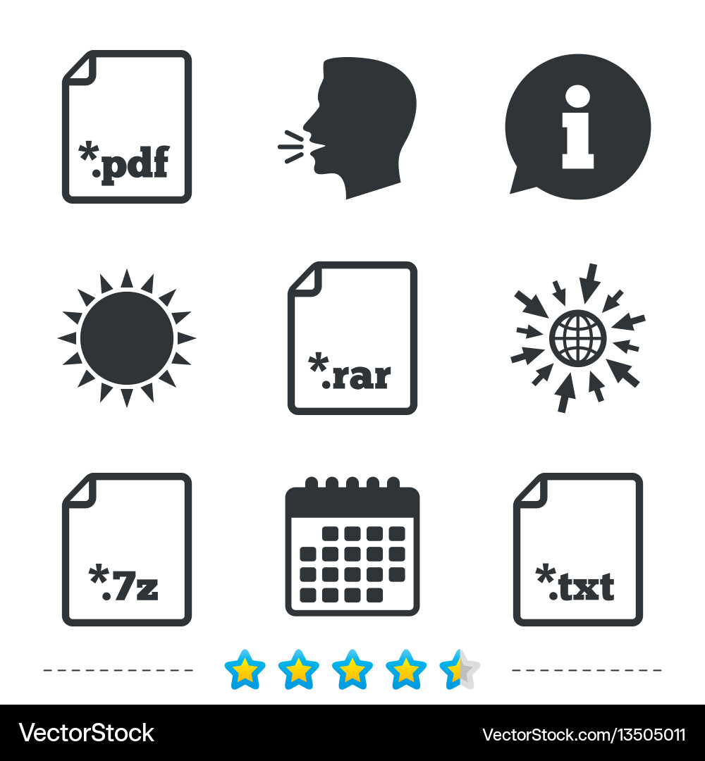 Document signs file extensions symbols vector image