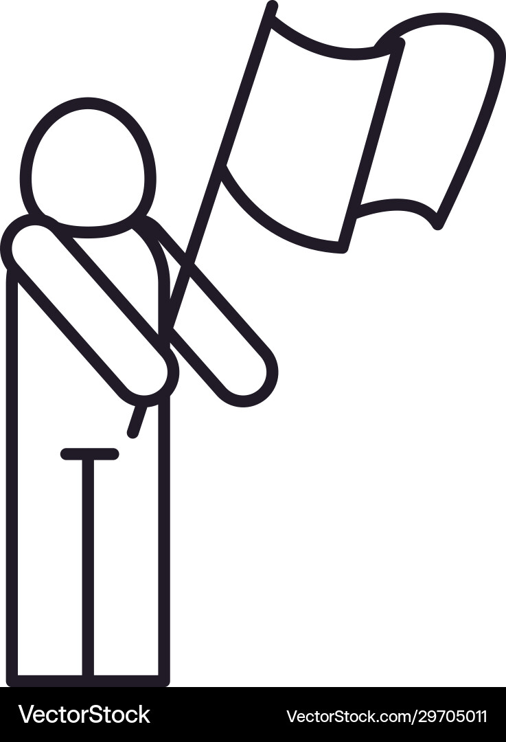 Isolated avatar with flag line style icon vector image