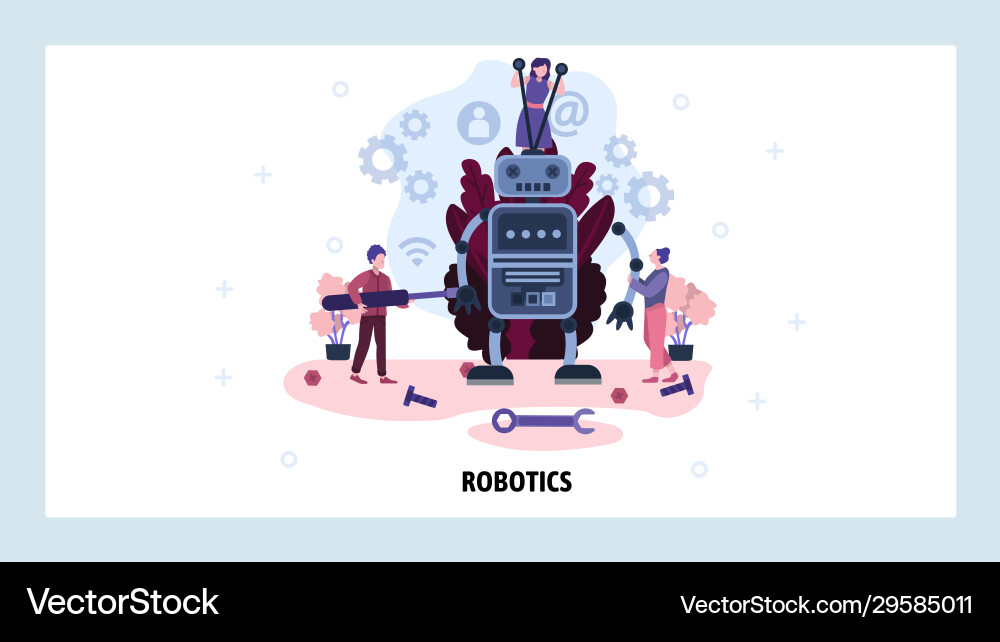 People build a robot robotics technology concept People build a robot robotics technology concept vector image
