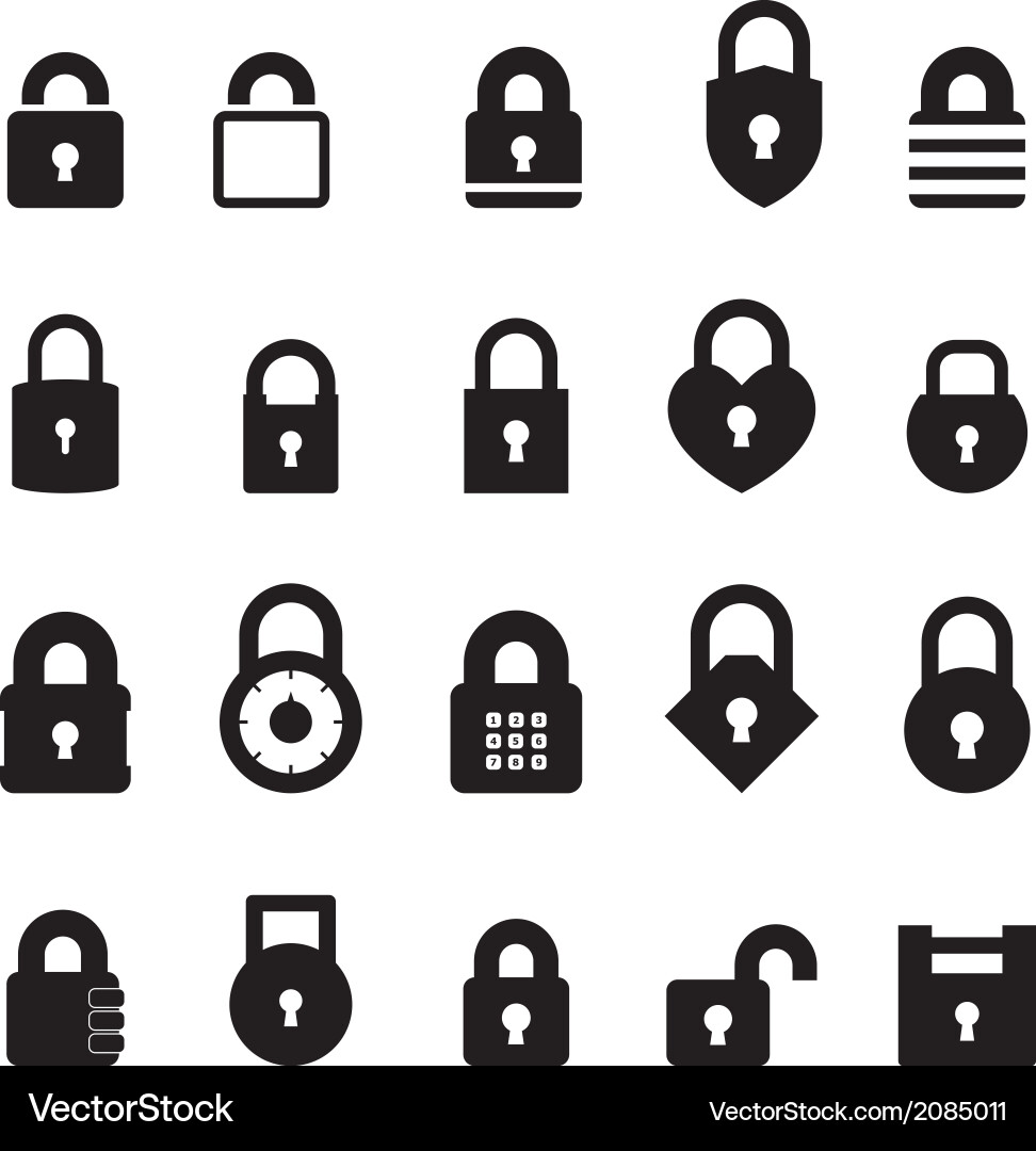 Secure Lock Icon Set Vector Image