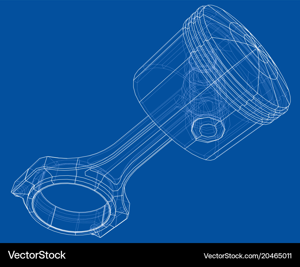 Sketch of piston rendering 3d vector image