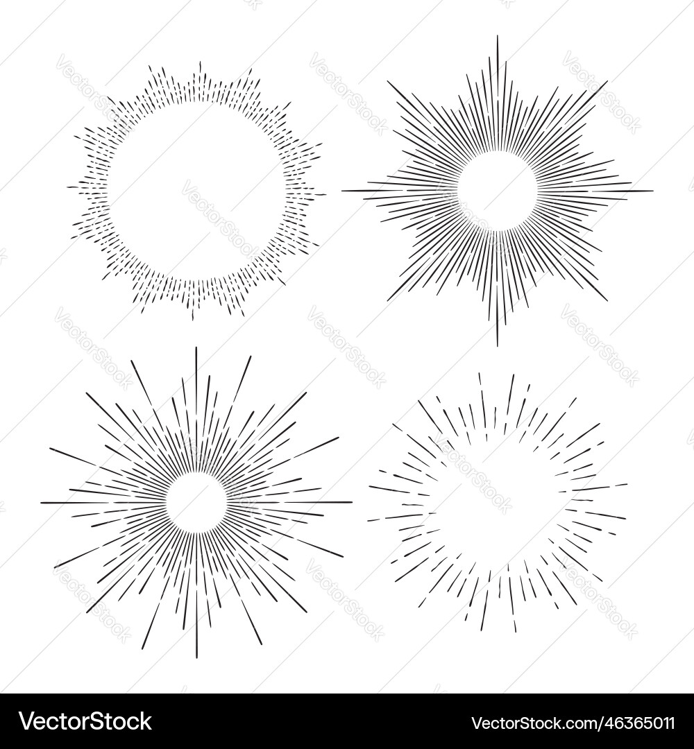 Sunburst Etching Frame Set vector image