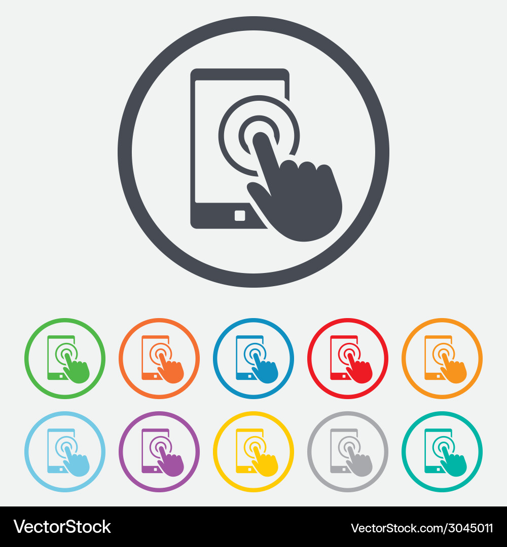 Touch screen smartphone sign icon hand pointer Vector Image