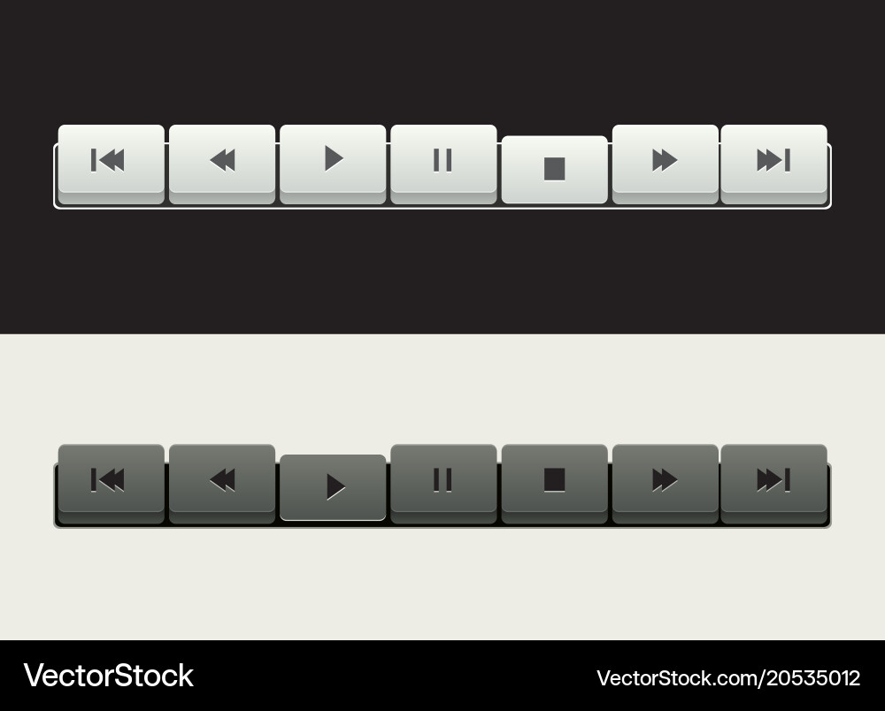 A set of media player control buttons vector image