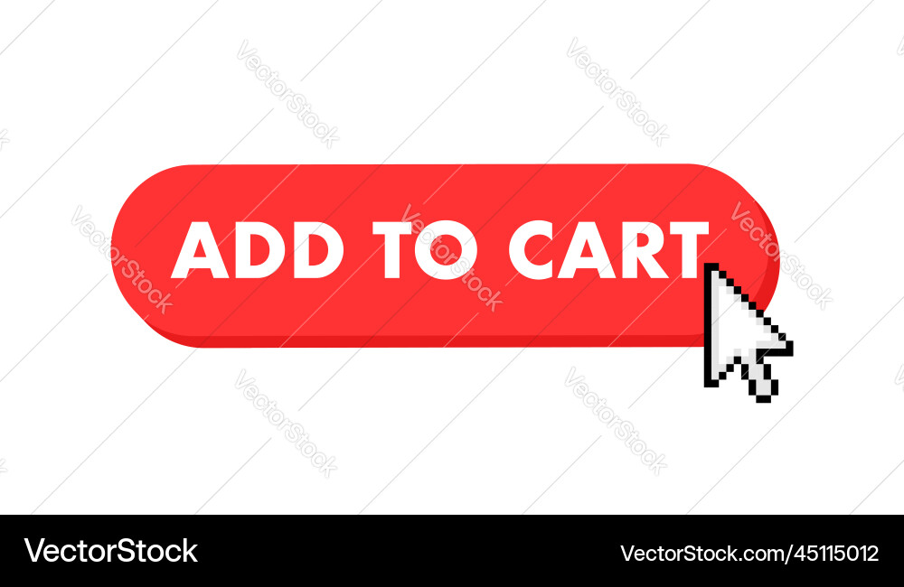 Add to cart button with cursor pointer click Add to cart button with cursor pointer click vector image