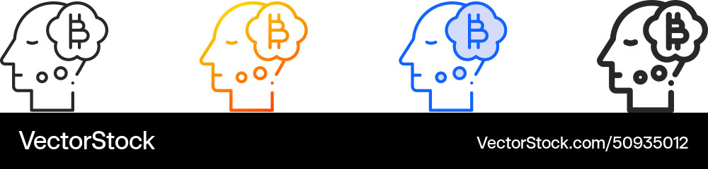 Bitcoin iconthin linear gradient blue stroke Bitcoin iconthin linear gradient blue stroke vector image