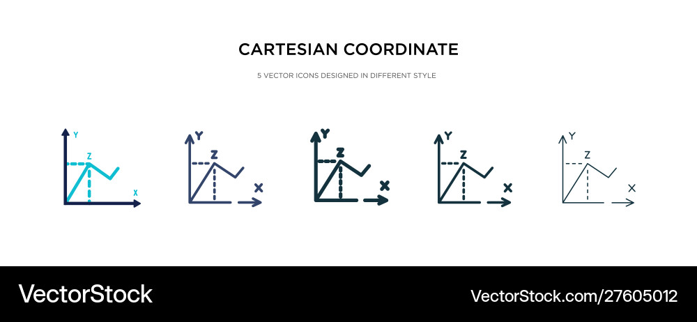 Cartesian coordinate system icon in different Vector Image
