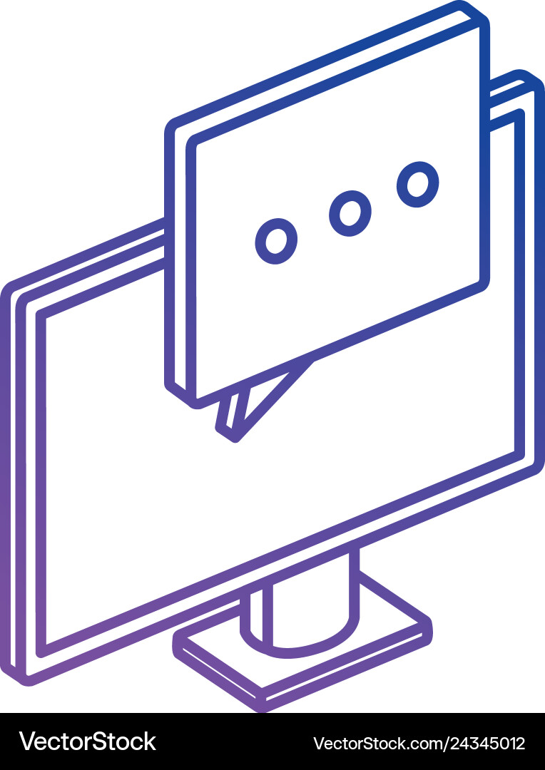Computer display with speech bubble Computer display with speech bubble Vector Image