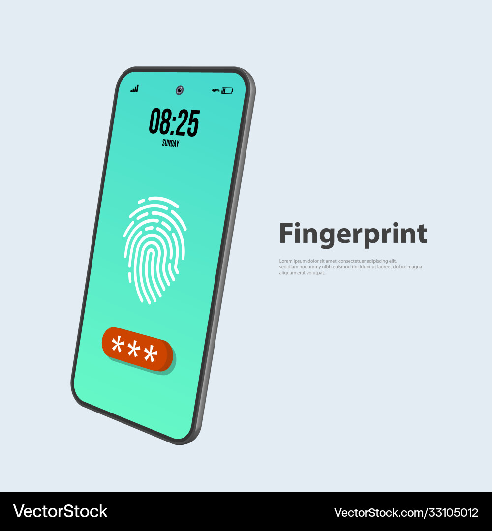 Concept fingerprint sensor on phoneaccess Concept fingerprint sensor on phoneaccess vector image