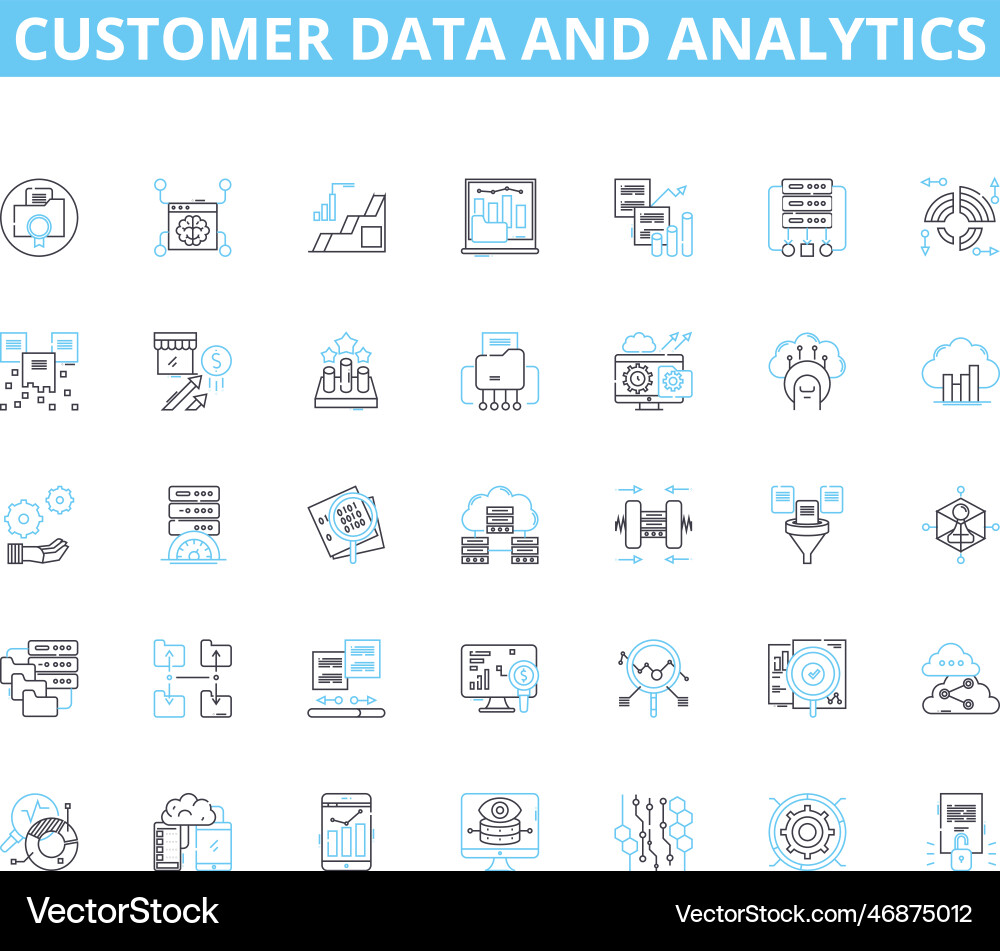 Customer data and analytics linear icons set Customer data and analytics linear icons set vector image