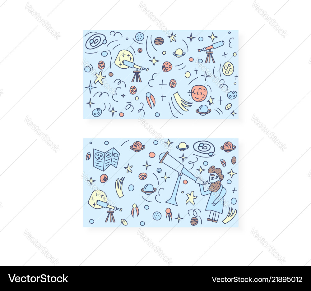 Design of astronomers and space objects Vector Image