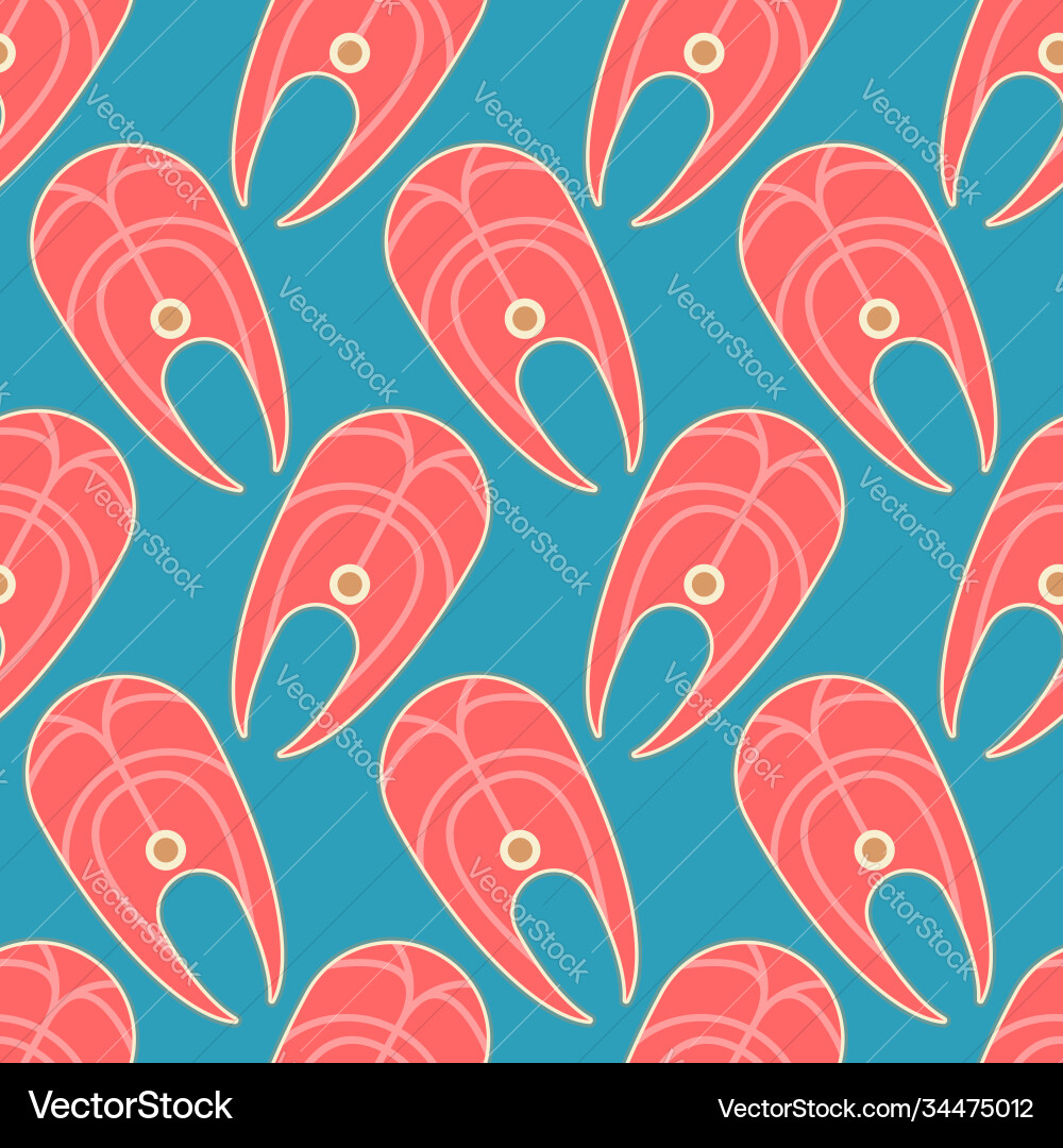 Fish slice pattern seamless red steak Vector Image