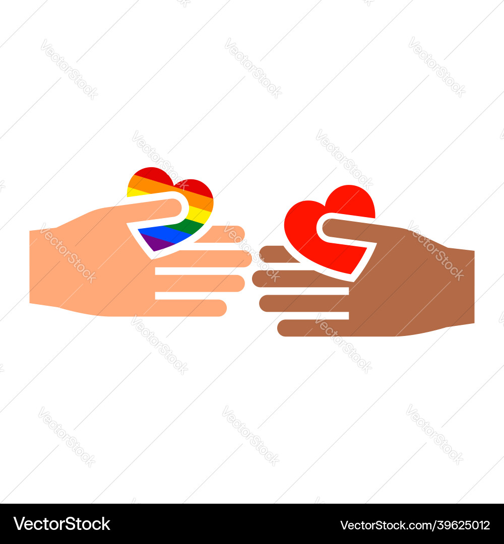 Hands gesture with heart and flag of pride lgbt vector image