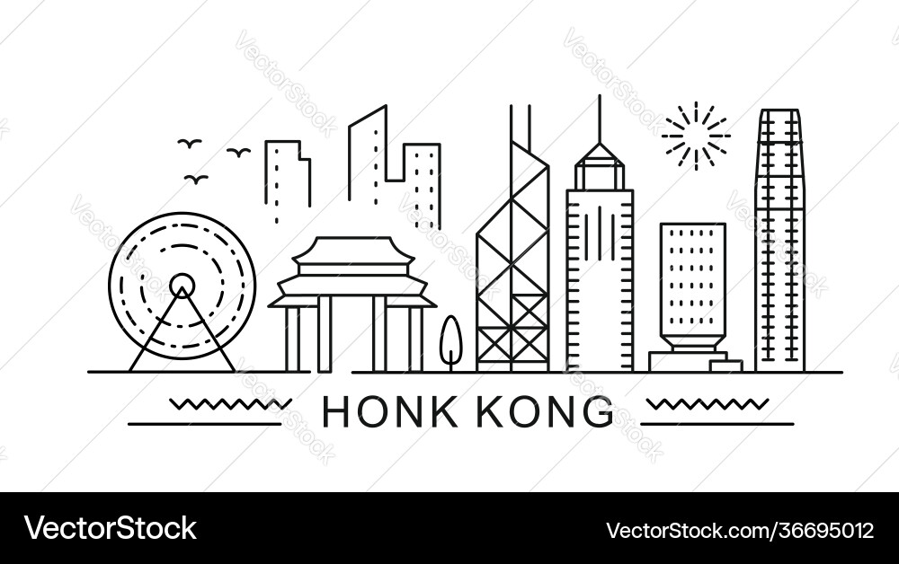 Hong kong minimal style city outline skyline Hong kong minimal style city outline skyline vector image