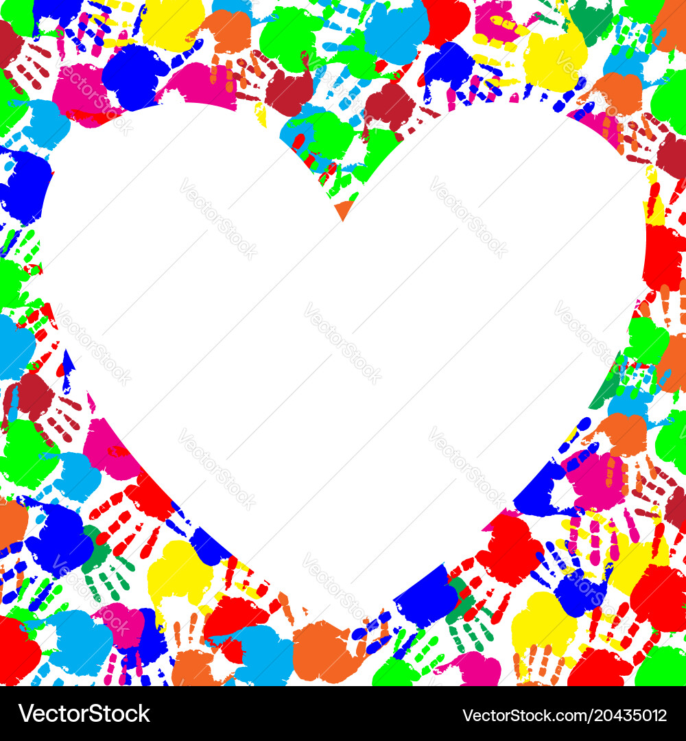 Rainbow frame with copy space in shape of heart Vector Image