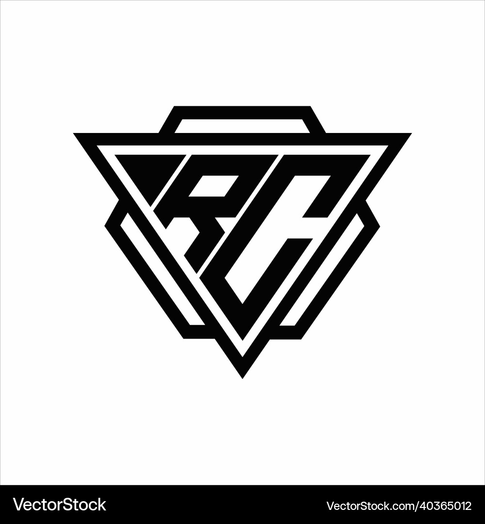 Rc logo monogram with triangle and hexagon Vector Image