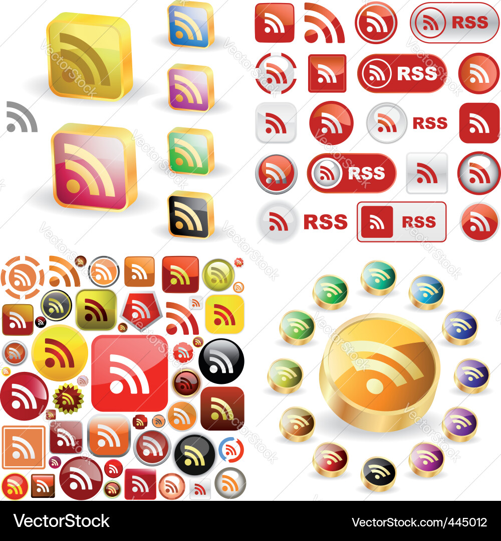 Rss glossy buttons Vector Image