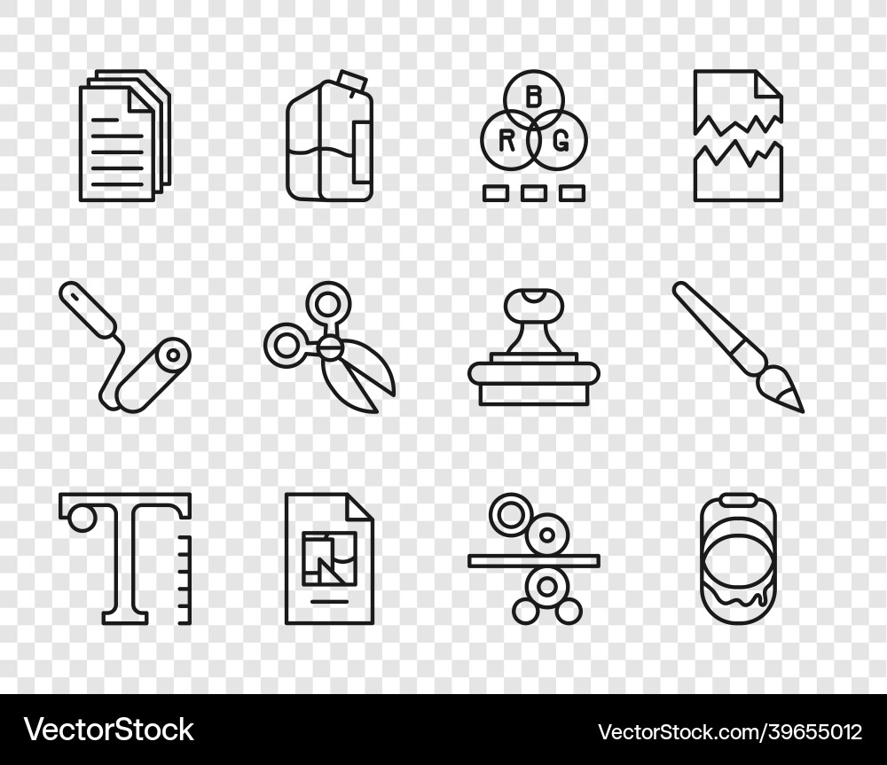 Set line text paint bucket rgb color mixing Vector Image