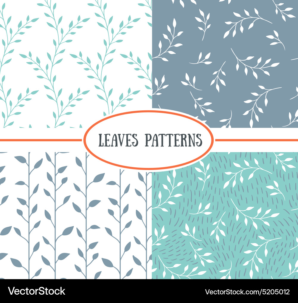 Set of four seamless patterns with spring leaf Vector Image