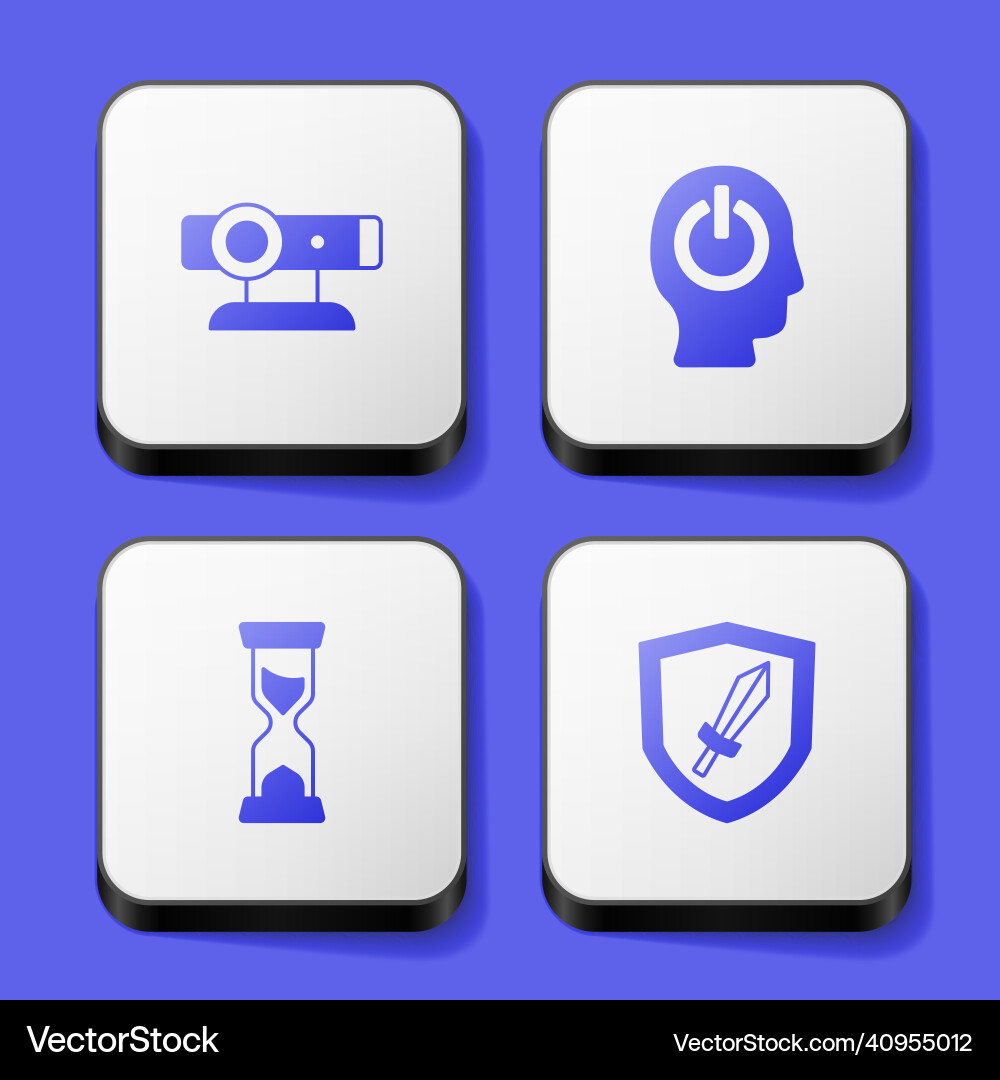 Set web camera power button old hourglass Set web camera power button old hourglass vector image