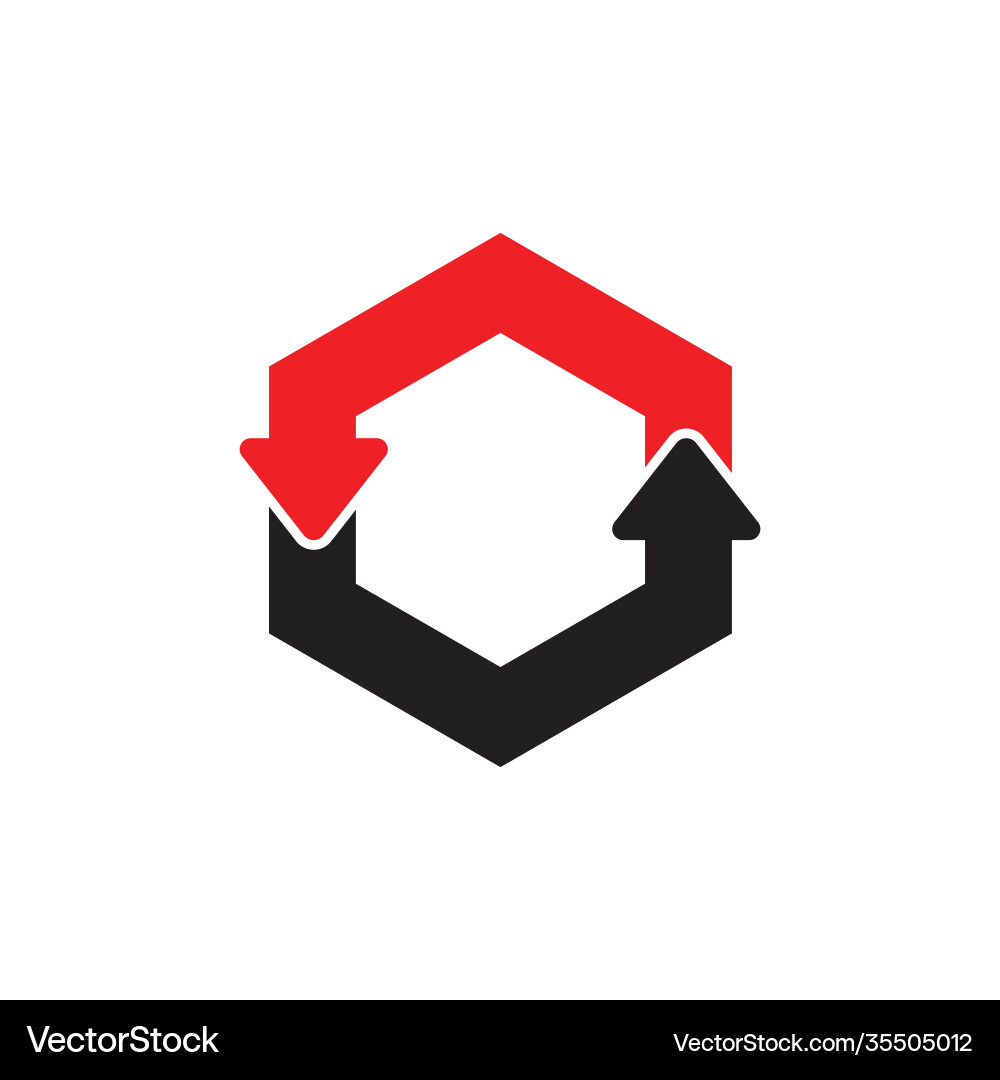 Simple rotation arrows hexagonal symbol vector image