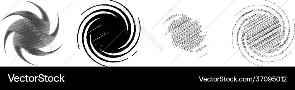 Spiral swirl twirl design element with sketchy vector image