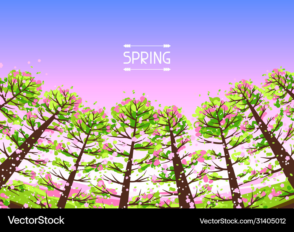 Spring forest background with stylized trees Spring forest background with stylized trees vector image