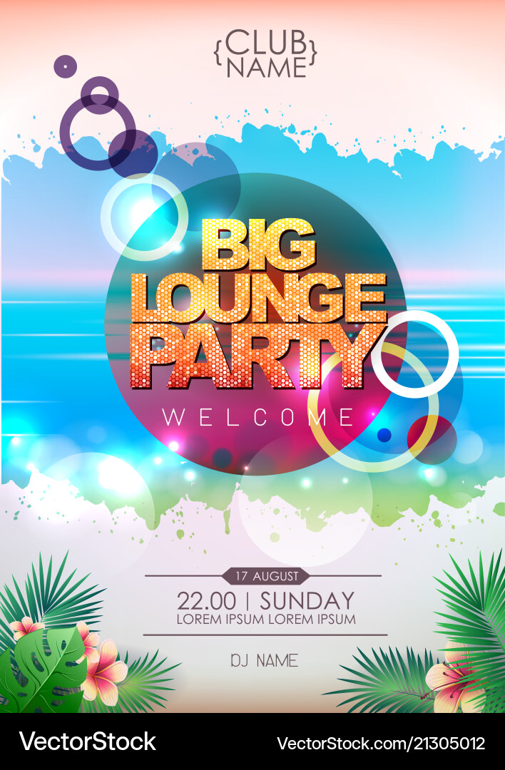 Summer party poster design big lounge Summer party poster design big lounge vector image