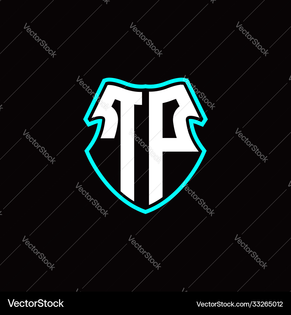 T p initial logo design with a shield shape T p initial logo design with a shield shape vector image