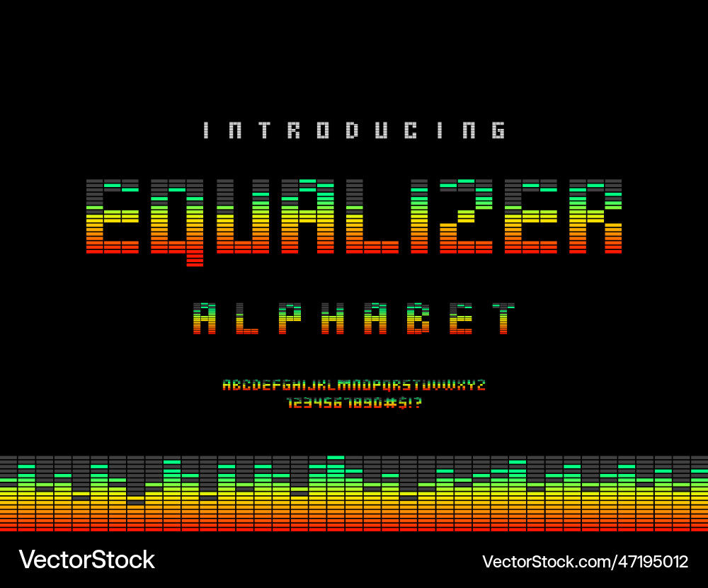 Techno Equalizer Font vector image