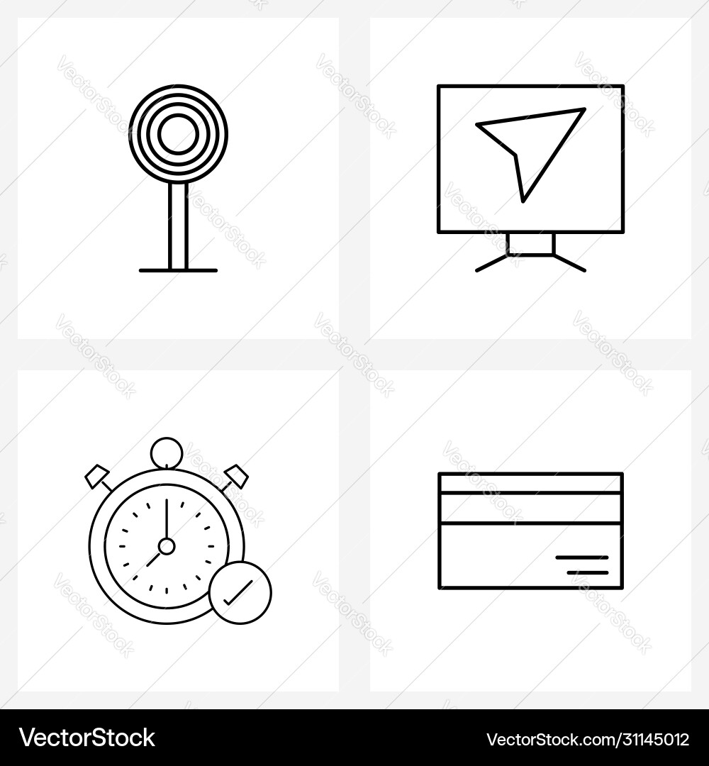 Ui set 4 basic line icons candy atm vector image