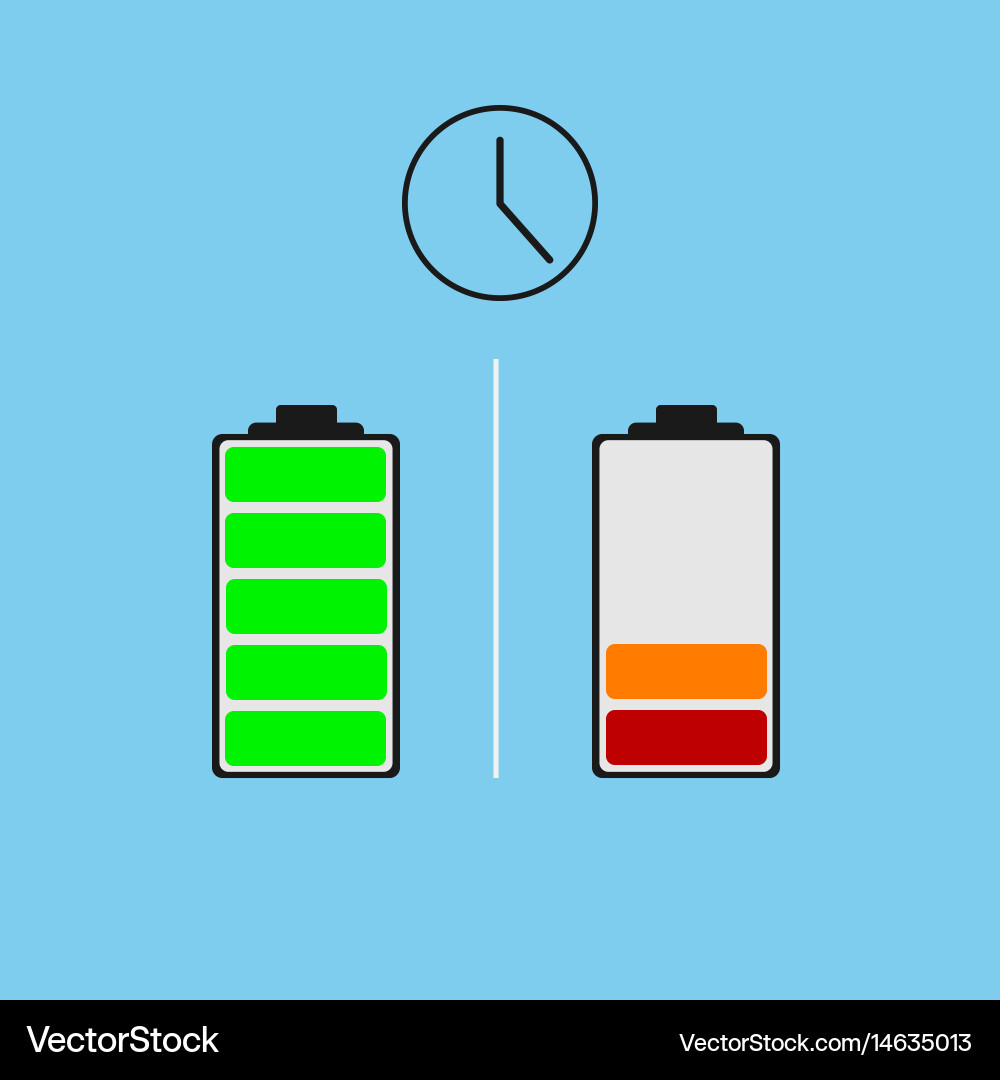 Battery different power status vector image