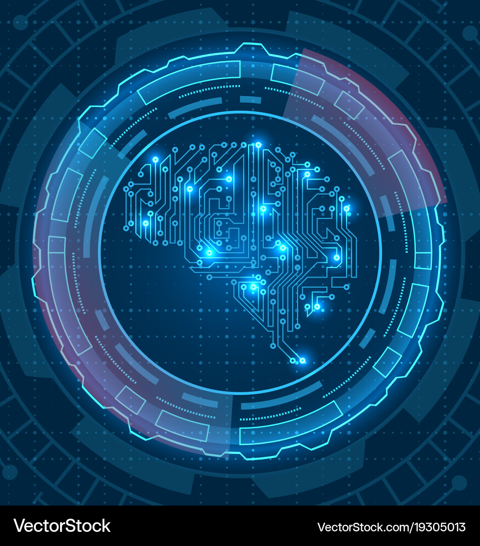 Brain is composed circuit texture artificial vector image