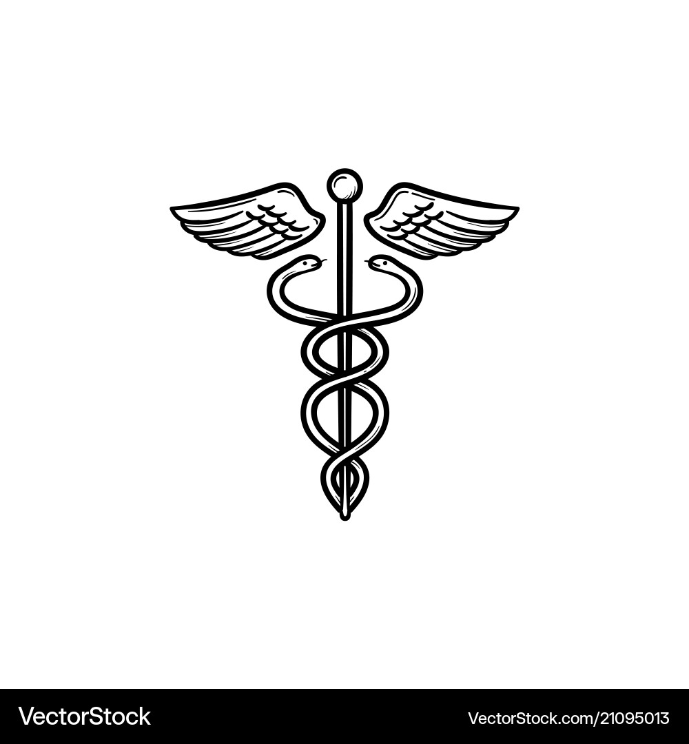 Caduceus Medical Symbol - Hand Drawn Vector Image