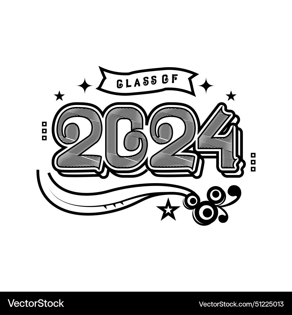 Class of 2024 typography design isolated Vector Image