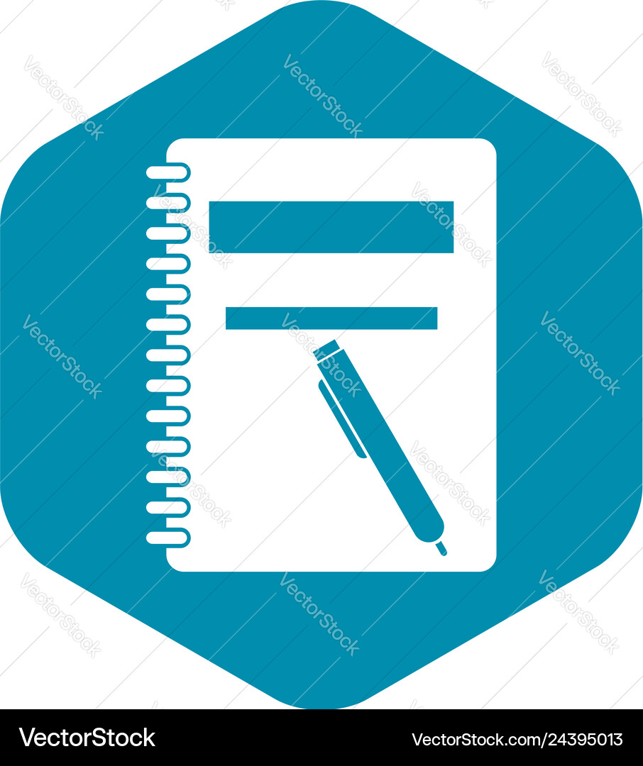 Closed spiral notebook and pen icon simple style Closed spiral notebook and pen icon simple style vector image